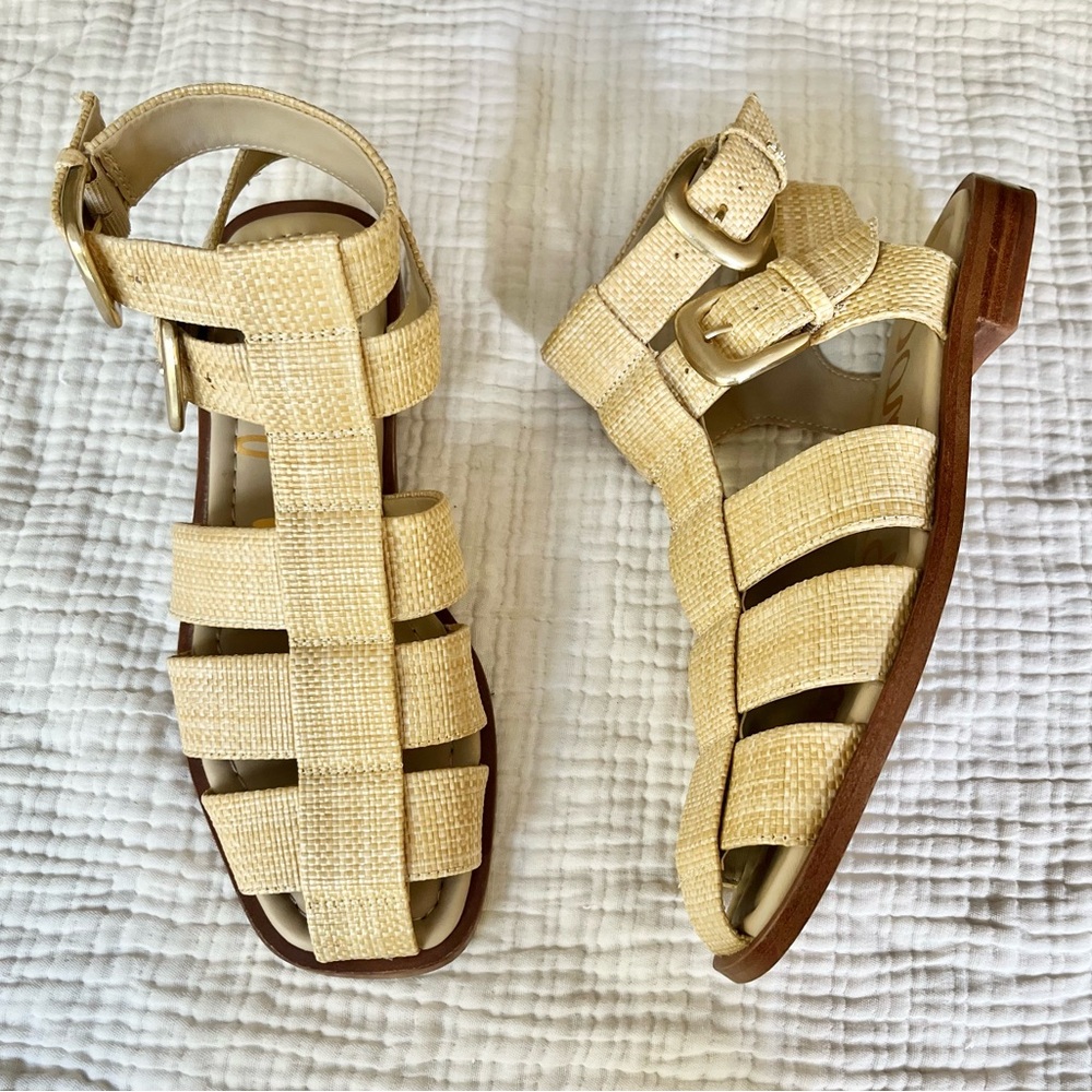 Sam Edelman Tan Raffia Gladiator Sandals - Picture 2 of 11